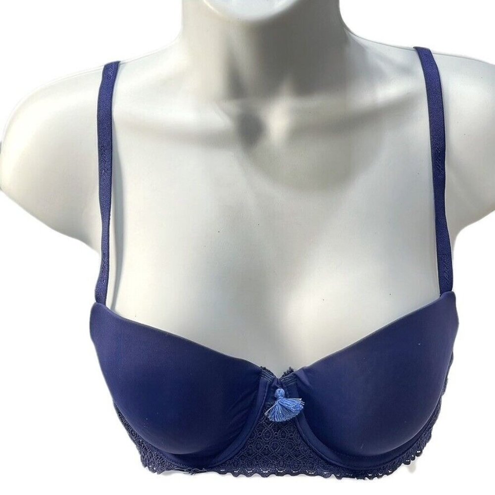 Aerie Navy Demi Pus-Up Bra Size 34C